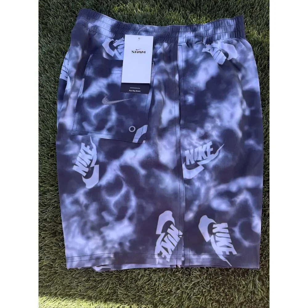 Nike Tie-Dye Mens Swim Shorts Trunks 7”‎ Size Large New Black Grey White NEW!